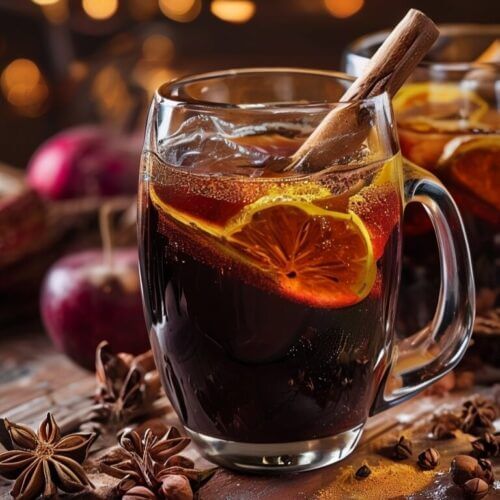Vin chaud épicé aux saveurs d'hiver, réchauffant avec du poivre de Sichuan - la boisson parfaite pour les fêtes.