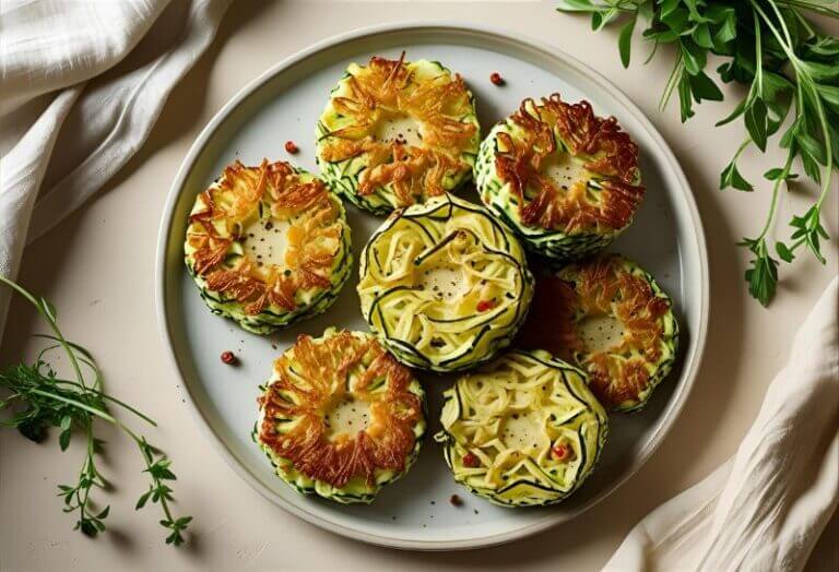 Courgettes râpées transformées en galettes croustillantes parfumées au poivre de Sichuan, prêtes à être dégustées