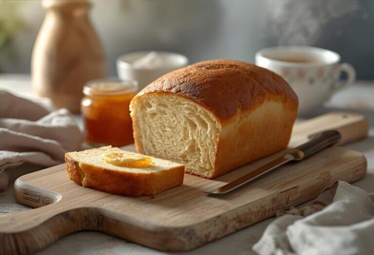 Brioche dorée et moelleuse sortant de la machine à pain Cuisichef, parfaite pour le petit-déjeuner