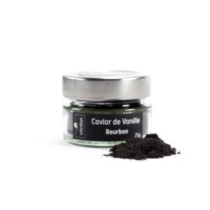 Caviar de vanille Bourbon naturel en pot de verre de 25g.